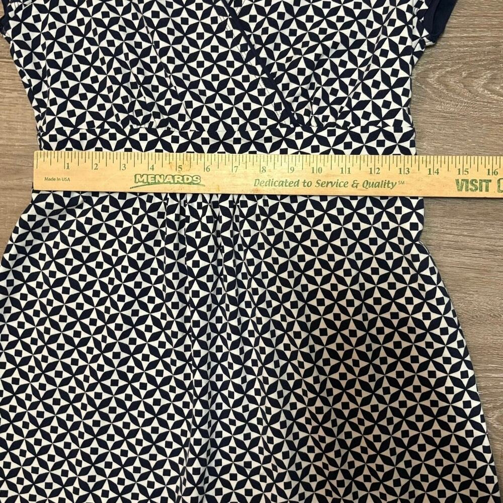 Boden Jenny Faux Wrap Dress Sz 4 / XS Navy White Geo Print V Neck Slim Fit - Picture 10 of 11
